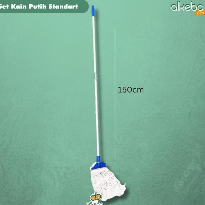 Mop Pel Set Komplit Kain Putih Standart Alat Pel Dorong 1 Set