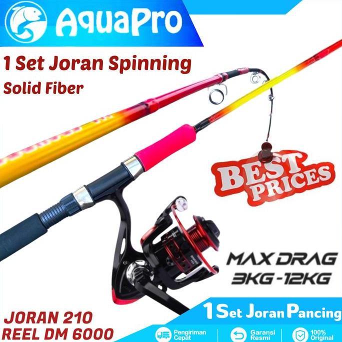 1 Set Paket Combo Joran Pancing Aquapro Max Drag 16Kg 150-210 Cm Lengkap Roda Reel Pancing Spinning 