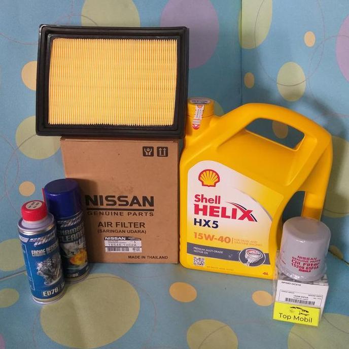 NEFERPITOU Paket service Oli Shell HX5 15W-40 Datsun Go, Nissan March 1300cc (5)