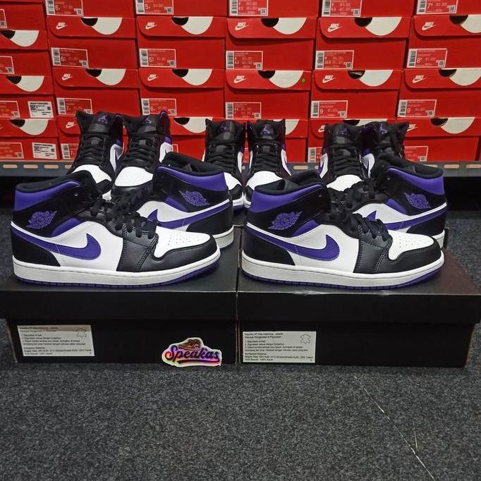 New  Nike Air Jordan 1 Mid Court Purple White Black Original BNIB