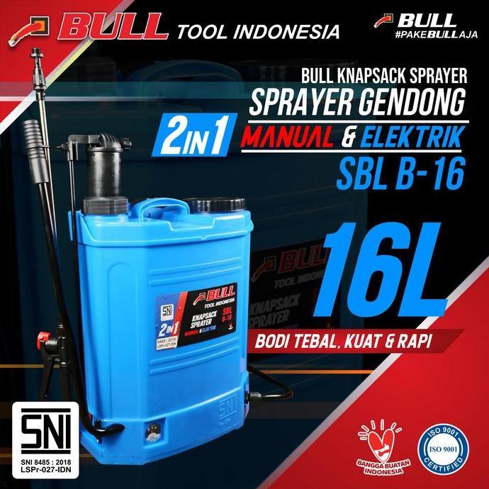 Semprotan hama Knapsack Sprayer 16L BULL Biru