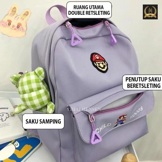 [Y&H] Tas Ransel Anak Sekolah Tas Punggung Logo MARIO UNI import -YH386