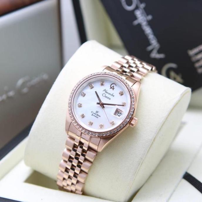 ALEXANDRE CHRISTIE AC5012 AC 5012 ROSEGOLD WHITE JAM WANITA ORIGINAL