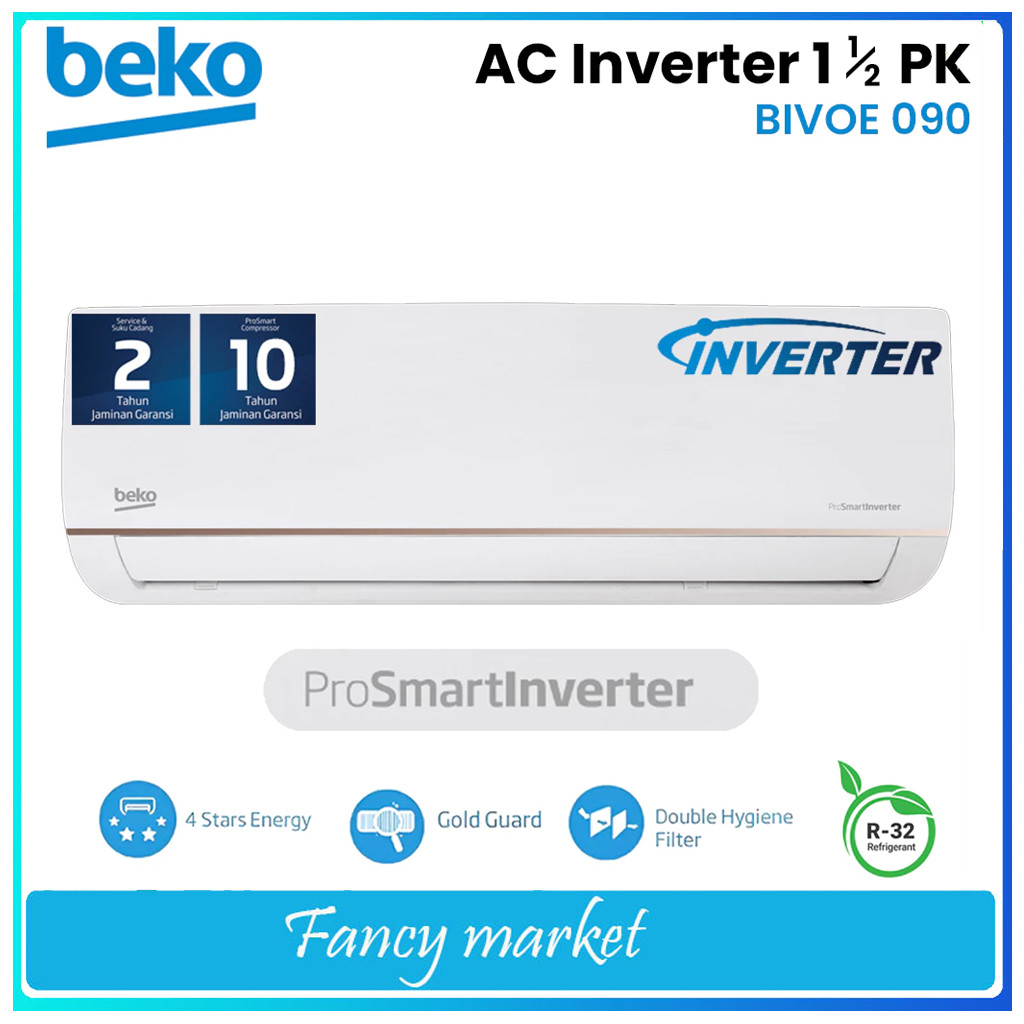 AC BEKO INVERTER 1 1/2PK LOW WATT R32 BIVIO-120 PRO SMART INVERTER GARANSI RESMI 10 TAHUN