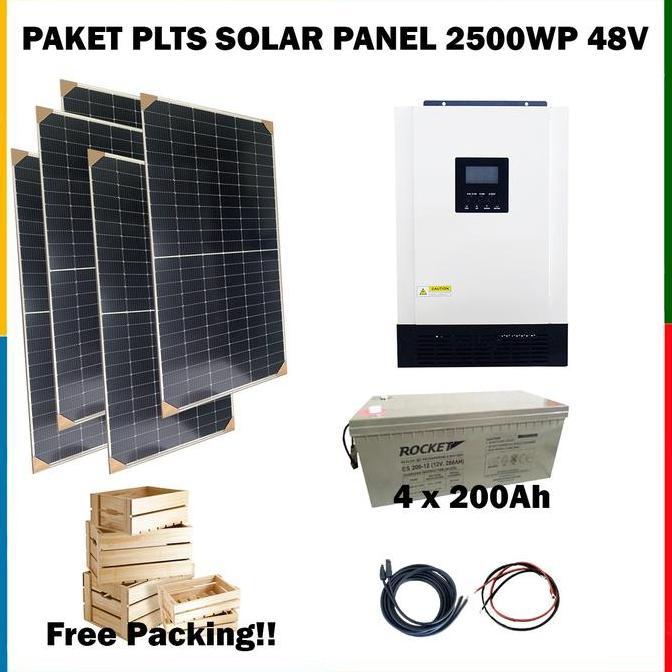 Paket PLTS Hybrid On-Off grid 2500WP 200Ah x4 48V PLN