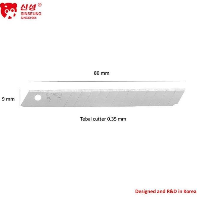 [BERGARANSI] Isi cutter kecil 9 mm S102 SINSEUNG Cutter Blade 9mm (10 pcs per tube)
