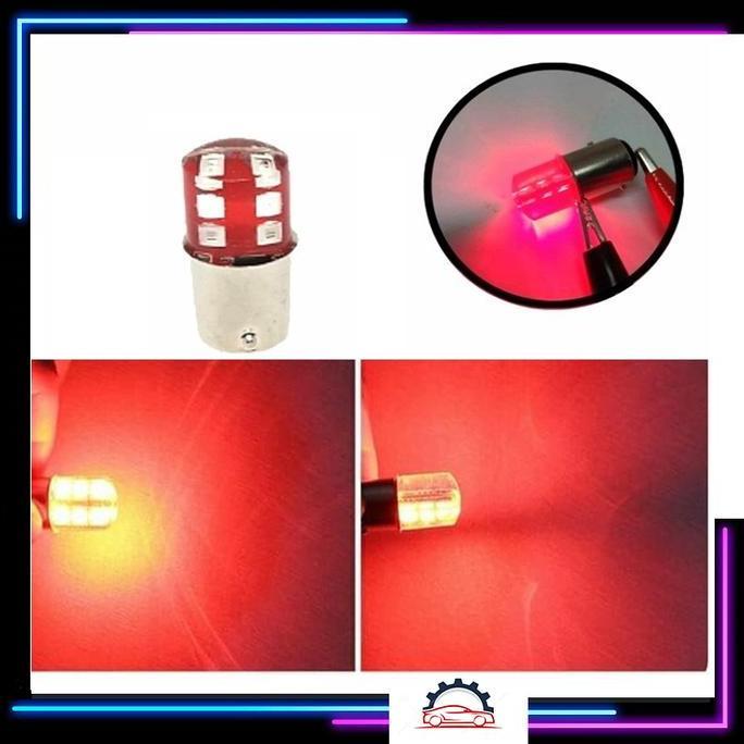 DAIKAKU LAMPU BOHLAM LED REM STROBO FLASH 12 MATA BAYONET PUTAR 2 KAKI MERAH