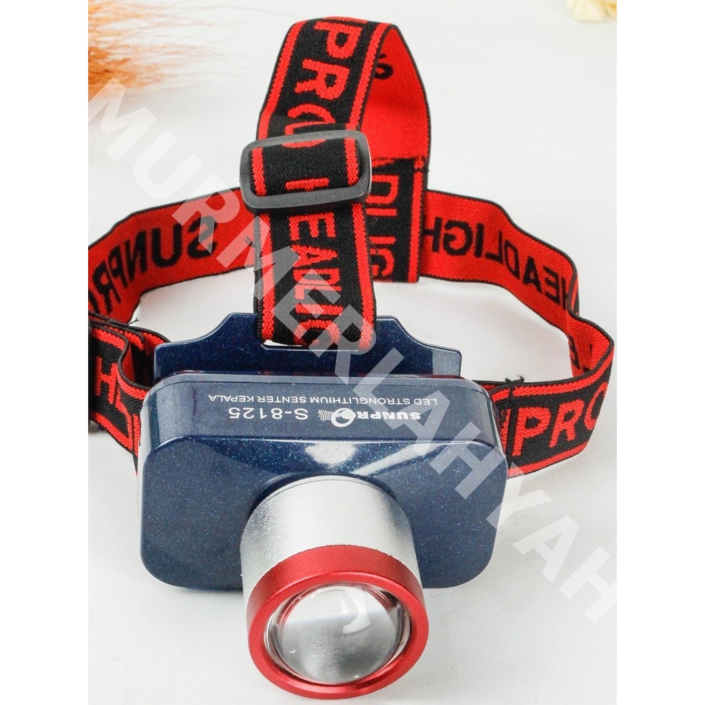 Senter Kepala isi ulang LED Super Terang Sunpro S-8125 100watt jarak tembak 900m Ori tahan lama