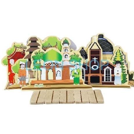 Ada Alat Peraga Rumah Ibadah 2D - Mainan Kayu Edukasi Anak Ape Agama