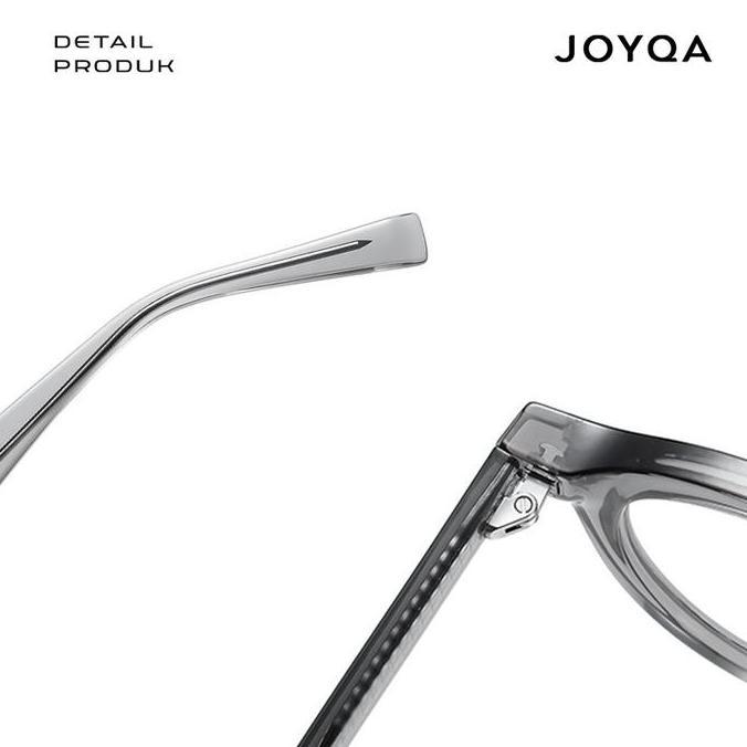 JOYQA (BELI 1 GRATIS 1) Frame Boston - Kacamata Oval Bulat Hitam Glossy Abu-Abu Bening Olive Antirad