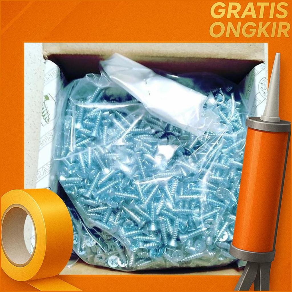 Sekrup Tapping Kepala Rata 6X1=2,5Cm /Sekrup Fh 6X1 Moonlion