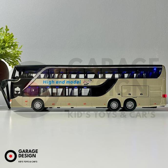 Diecast Miniatur Bus Double-Decker Skala 1:32 - Mainan Anak Hobi Koleksi Mobil Bus Jumbo Besar Maina