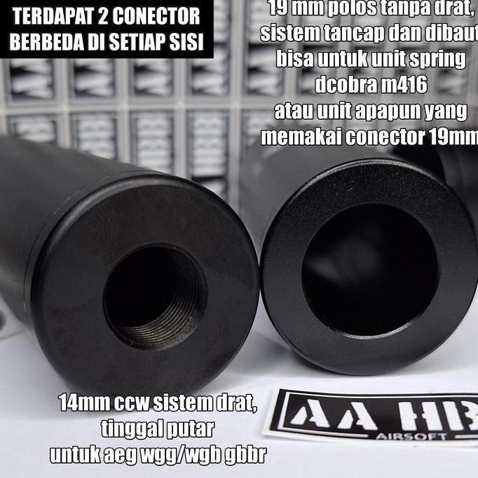 Silencer Aeg 14 Mm Ccw Peredam Airsoft Wgg/Wgb Gbbr Dcobra M416 19 Mm Kualitas Terbaik Harga Termura