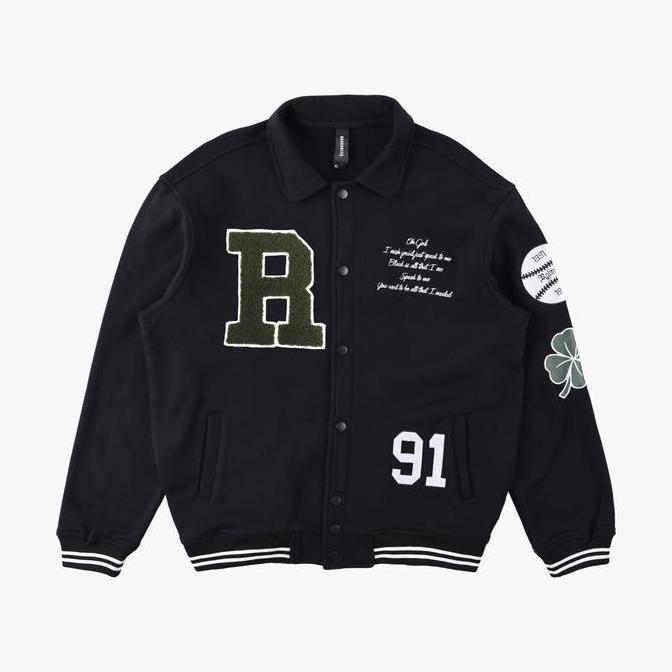 Roughneck VB010 Black Clover Varsity Jacket LS