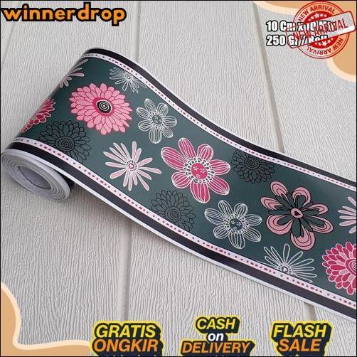 Paling Murah List Border Stiker 10 Meter Wall Border List Border Motif Bunga List Wallpaper Dinding 