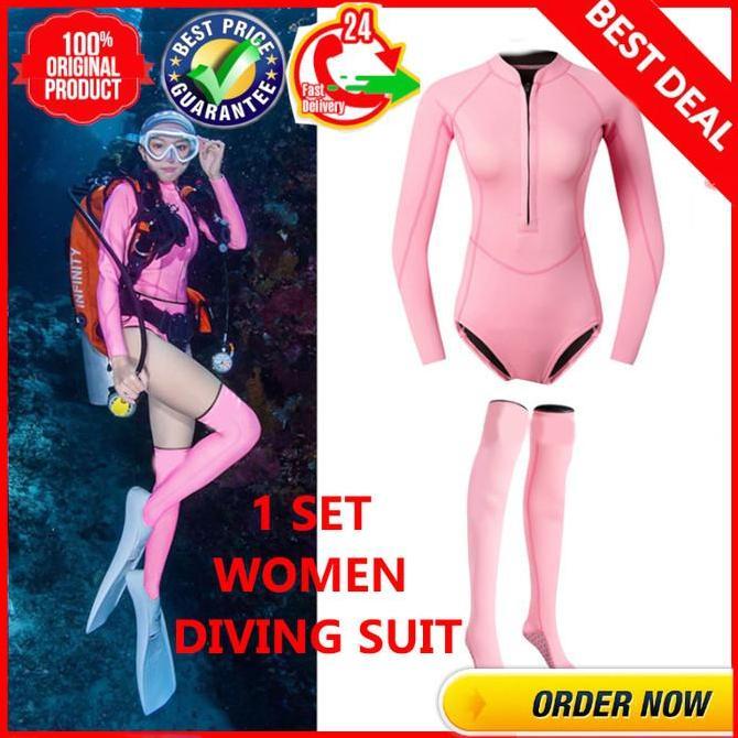 TERMURAH - Wetsuit wanita 3mm neoprene divingsuit woman - Wetsuit Zipper WS13
