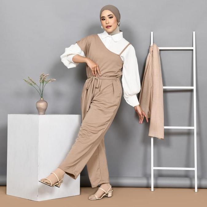 Mybamus X Evazulaeva Eva Jumpsuit Overall Baju Kodok Celana Panjang Wanita Hitam Katun
