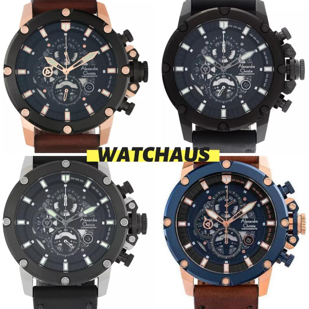 JAM TANGAN PRIA ALEXANDRE CHRISTIE AC6564 AC 6564 MCL CHRONOGRAPH LEATHER STRAP