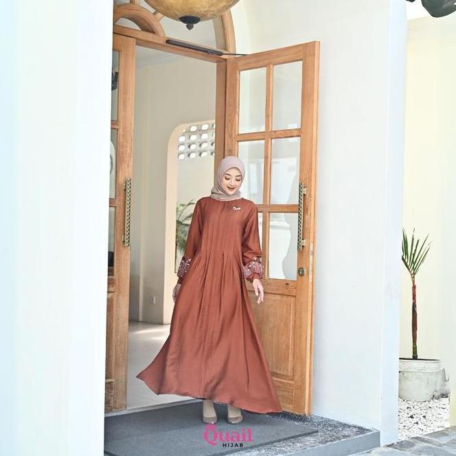 Quail Hijab - Airleen Dress Bordir | Gamis Premium | Dress Lesty Lebaran | Abaya Baju Lebaran