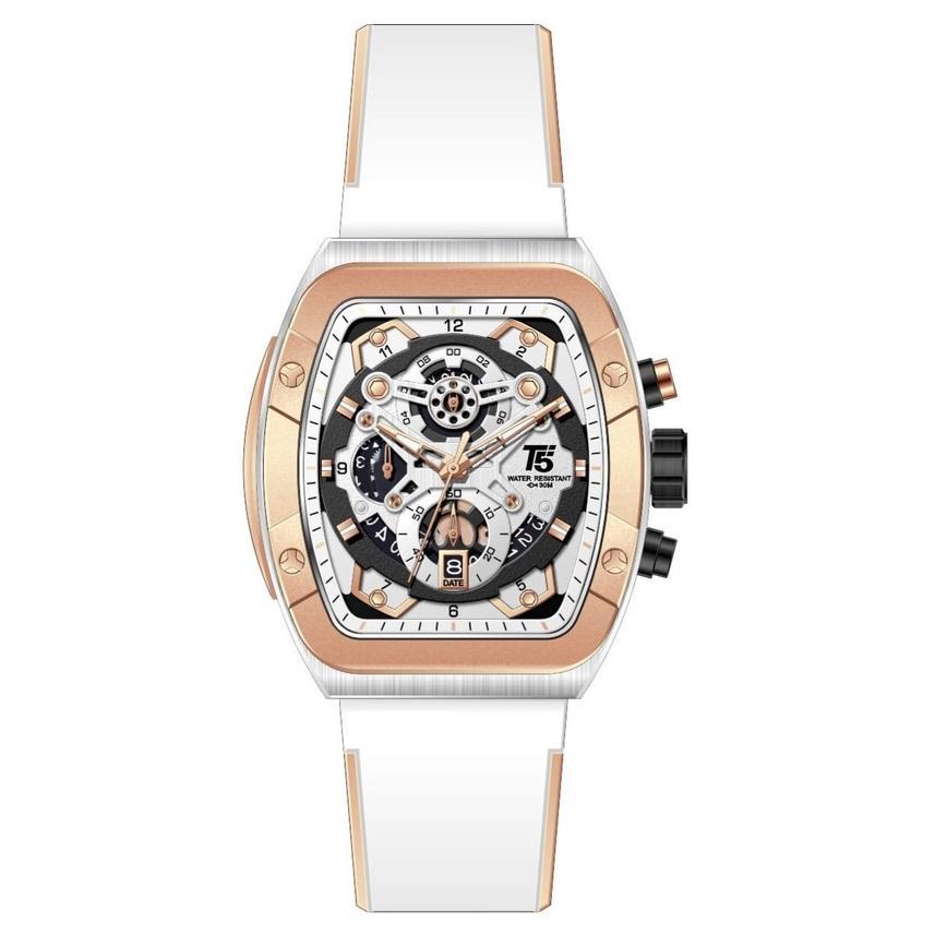 JAM TANGAN PRIA CHRONOGRAPH,TWO COLOUR RUBBER STRAP T5 H 3857G ORIGINAL/JAM TANGAN T5 H 3857G /JAM T