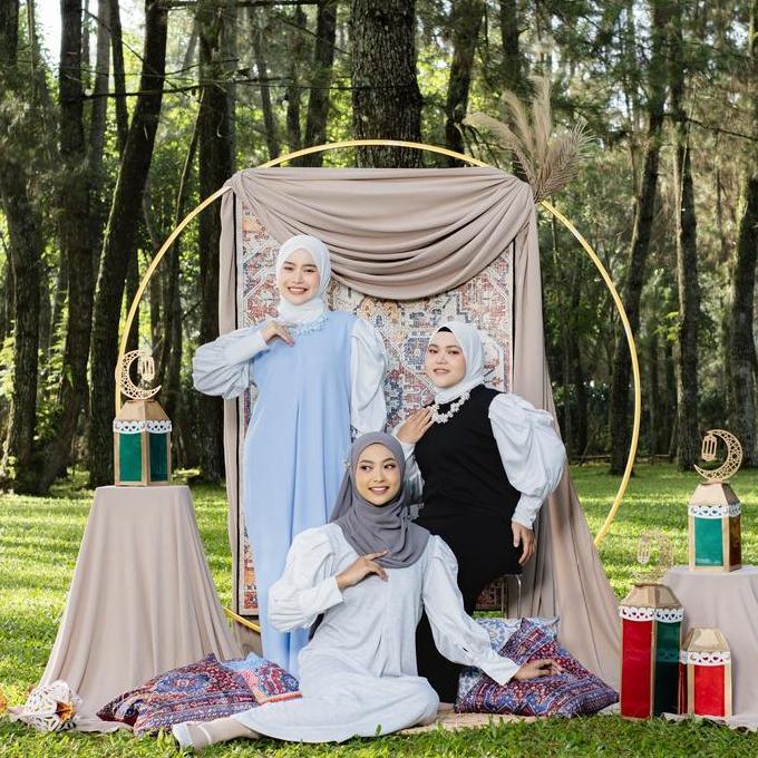 Mybamus Jasmine Puff Dress Lengan Balon Gamis Busui Friendly Baju Gamis