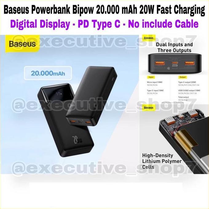 Baseus Powerbank Bipow 20.000 mAh 20W Fast Charging Digital Display