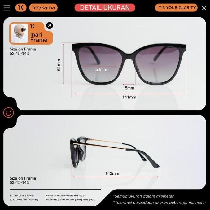 heykama - Frame Kacamata Clip On Inari - Kacamata Semi CatEye