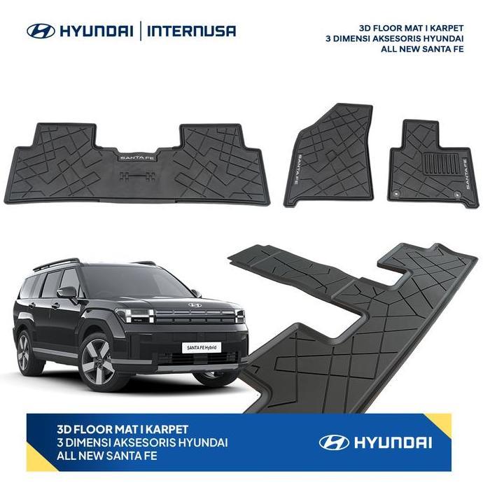 HYUNDAI INTERNUSA - 3D FLOOR MAT I KARPET 3 DIMENSI AKSESORIS MOBIL HYUNDAI ALL NEW SANTA FE Hyundai