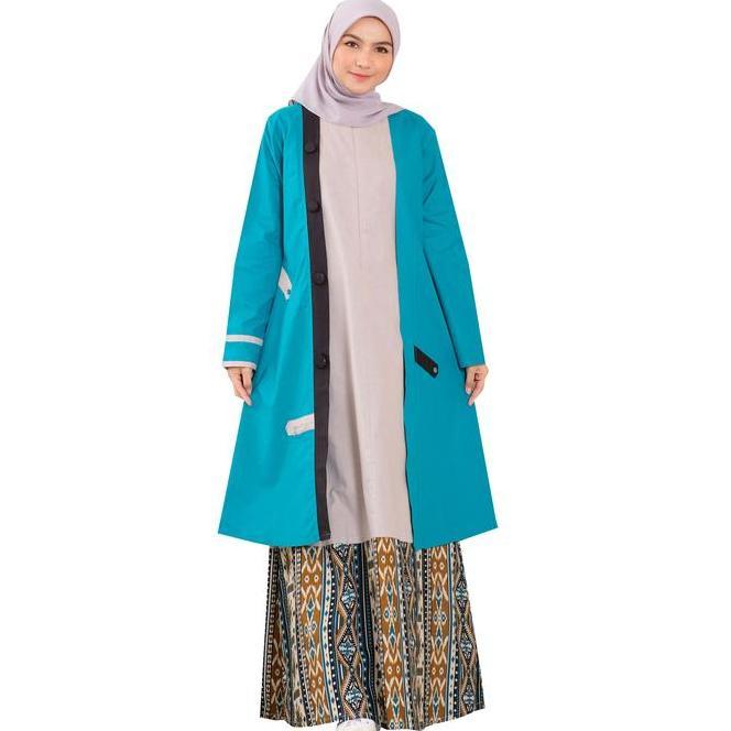 Dress Gamis Wanita Muslim Terbaru Kombinasi Batik  Lg 729 Katun Premium Quality Merah Nyaman Outer K