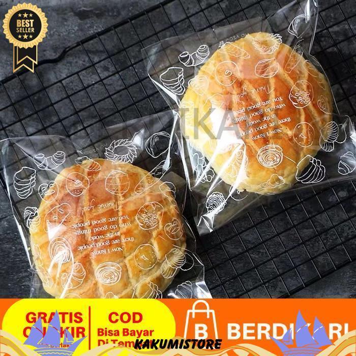 [Jtm] 100Pcs Plastik Roti Bakpao Donat Kue Opp Kemasan Plastik Ukuran 15X18+3 Cm Drs 0411