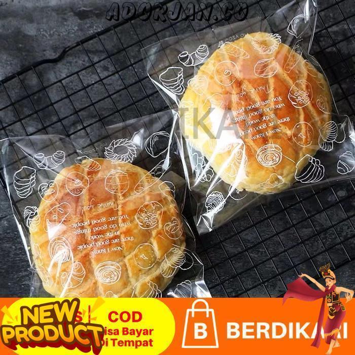 [Jtm] 100Pcs Plastik Roti Bakpao Donat Kue Opp Kemasan Plastik Ukuran 15X18+3 Cm Drs 0411