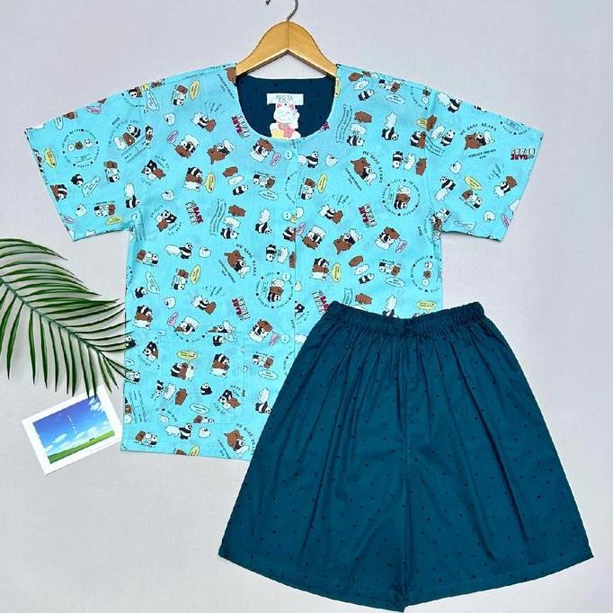 PIYAMA NIQTA corak WE BARE BEARS Katun Setelan Celana Baju Pendek Panjang Dewasa Remaja Tidur Daster