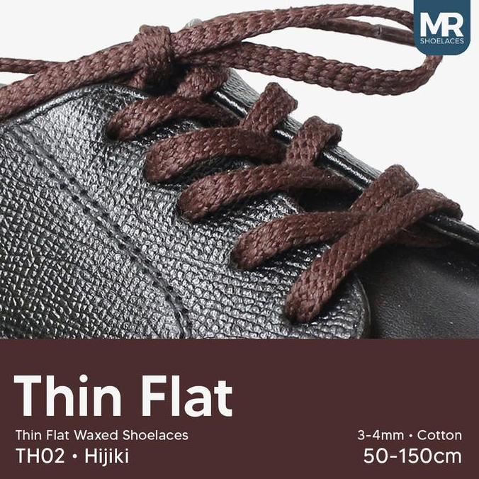 MR Shoels TH02 Dark Brown (Hijiki ) Coklat Tua Tali Sepatu Lilin Gepeng Thin 3-4mm (Waxed Ls) 90cm 1