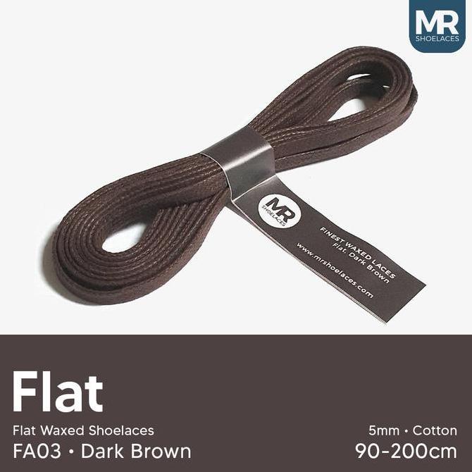 MR Shoels FA03 Dark Brown (Coklat Tua) Flat Waxed Shoels Tali Sepatu Lilin Gepeng 5mm 70cm 80cm 90cm