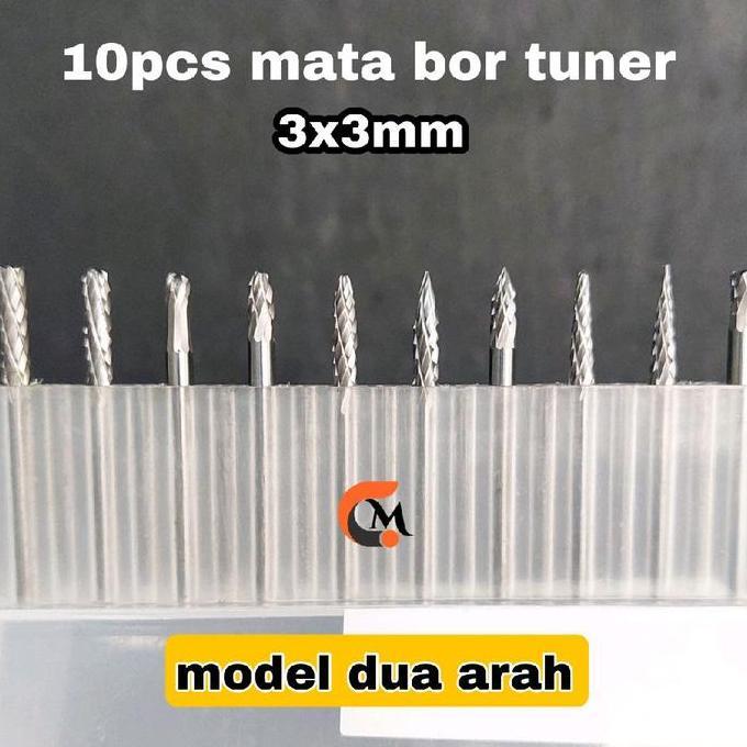 10pcs mata bor tuner kerok 3x3mm tungsten carbide buat bor tuner bengkok