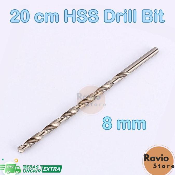 Mata bor HSS kayu besi 8mm panjang 20cm