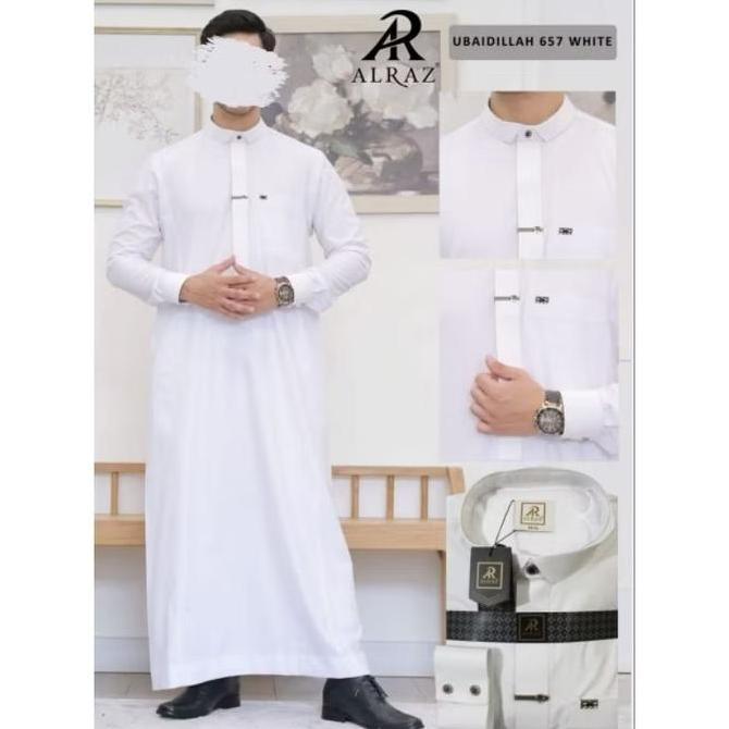 Alraz Gamis / Jubah Alraz putih kerah kameja ubaidillah Terlaris