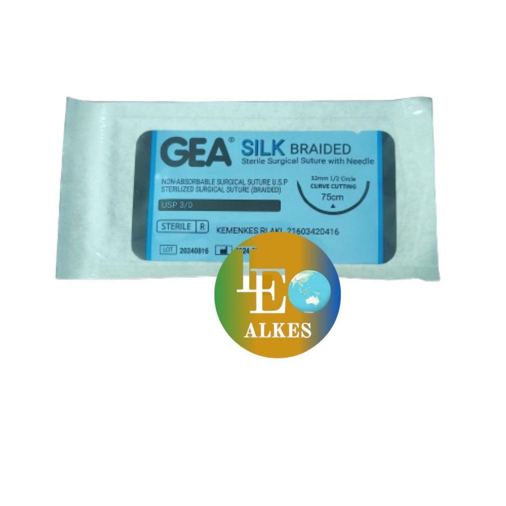 GEA Silk Braided  2/0 3/0 Benang Sutra Dengan Jarum Jahit
