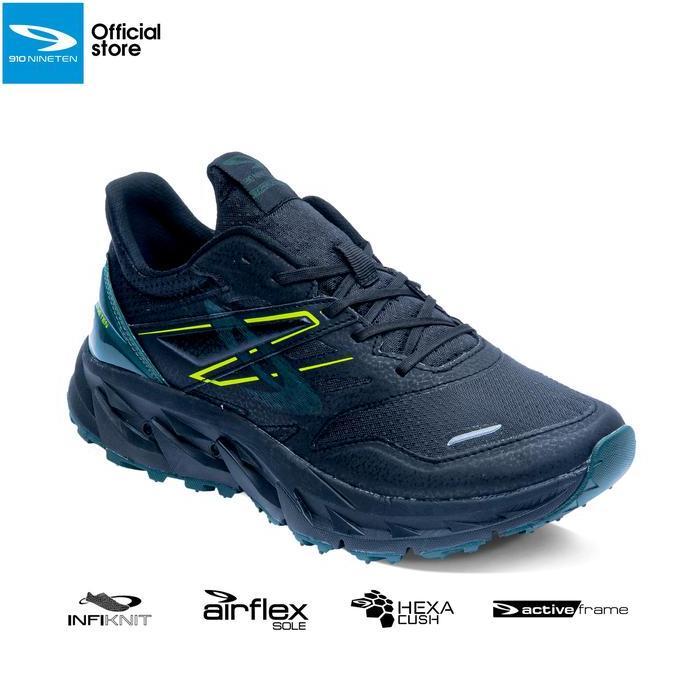 910 Nineten Yuza Evo Sepatu Trail Running - Hitam/Hijau-Tua/Jingga