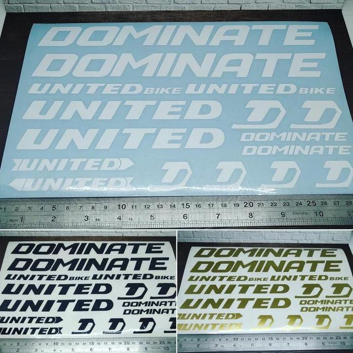 Promo Cutting Sticker United DOMINATE Frame sepeda MTB panjang 28cm bahan Or COD