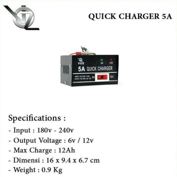 Bnr Charger Aki Voz 5A / Charger Aki Motor / Charger Aki Kering