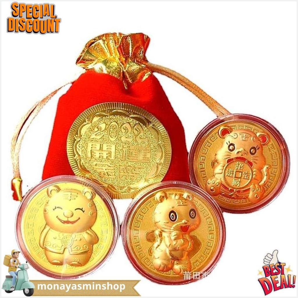 Mk208 Angpao Koin Emas 24K Tahun 2022 Macan Kado Imlek Souvenir Sincia Cod