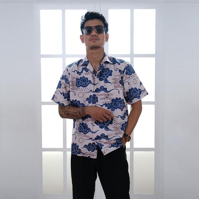 Dowear Baju Setelan Kemeja Laki Laki Motif Batik Pria Lengan Pendek Kondangan Modern BATIK ORIENTAL 