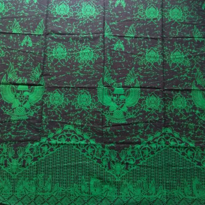 kain batik motif burung garuda pancasila warna hijau hitam murah