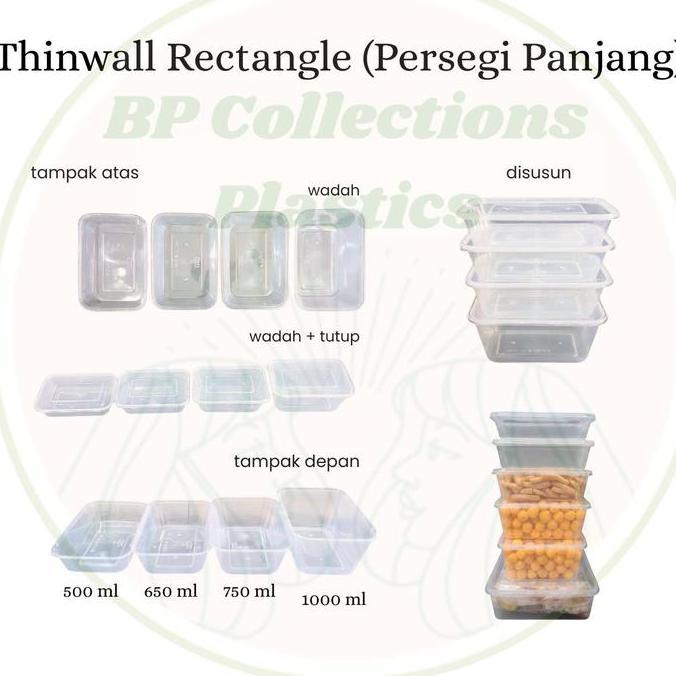 1 DUS THINWALL BOX 500ML 650ML 750ML 1000ML 1500ML 2000ML 3000ML RECTANGLE SQUARE PERSEGI PANJANG KO