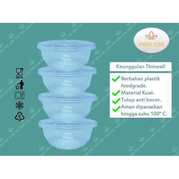 Mika Salad Plastik / Mika mangkok plastik bening / Mika Nasi (25 pcs)