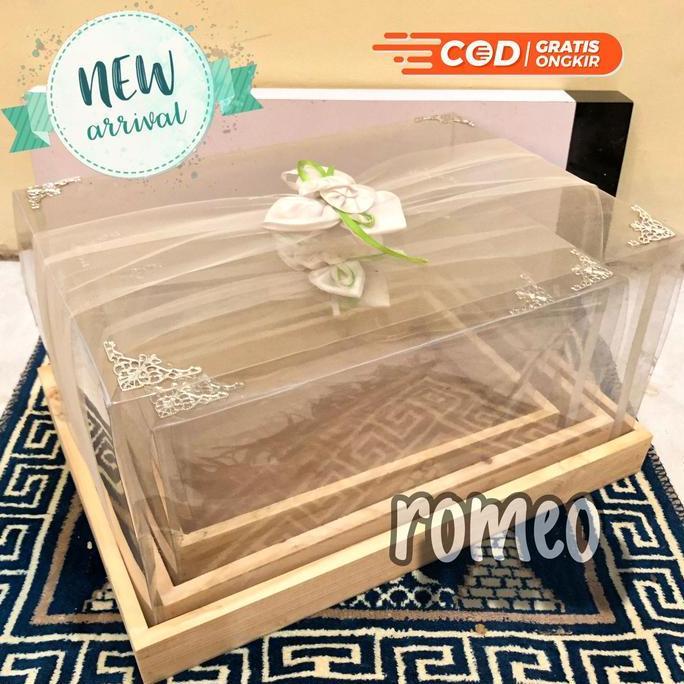 Kotak Seserahan Kayu Kotak Style Rustic Dengan Tutup Mika Kayu Jati Belanda