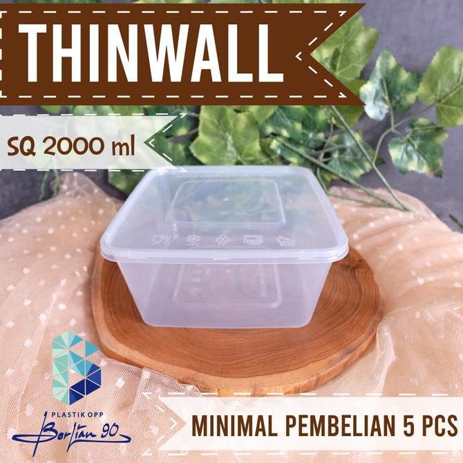 Thinwall Square SQ 2000 ml Kotak Thinwall Kotak Makan Makanan Plastik