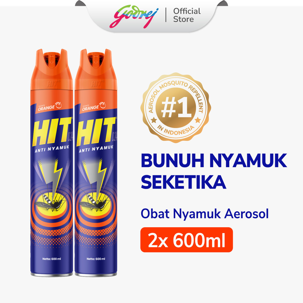 Hit Aerosol Orange 600ml x2 - Obat Nyamuk - Bunuh Nyamuk Penyebab Demam Berdarah (DBD)