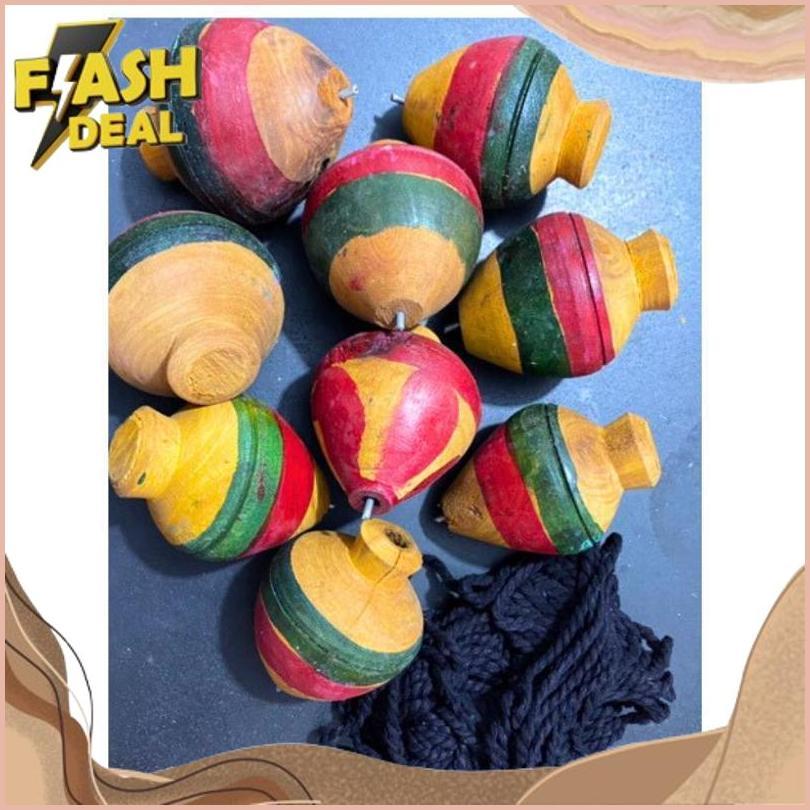 Terbaik Promo Murah Gasing Kayu / Kekehan Gasing Kayu / Gangsing Kayu Plus Tali Mainan Jadul / Maina